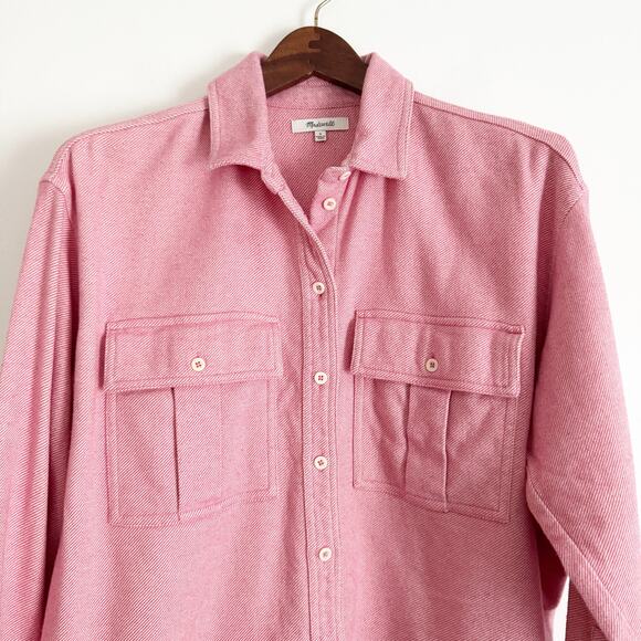 MADEWELL Flannel Cargo Button Up Shirt Nouveau Pink Melange Small S - Picture 6 of 11